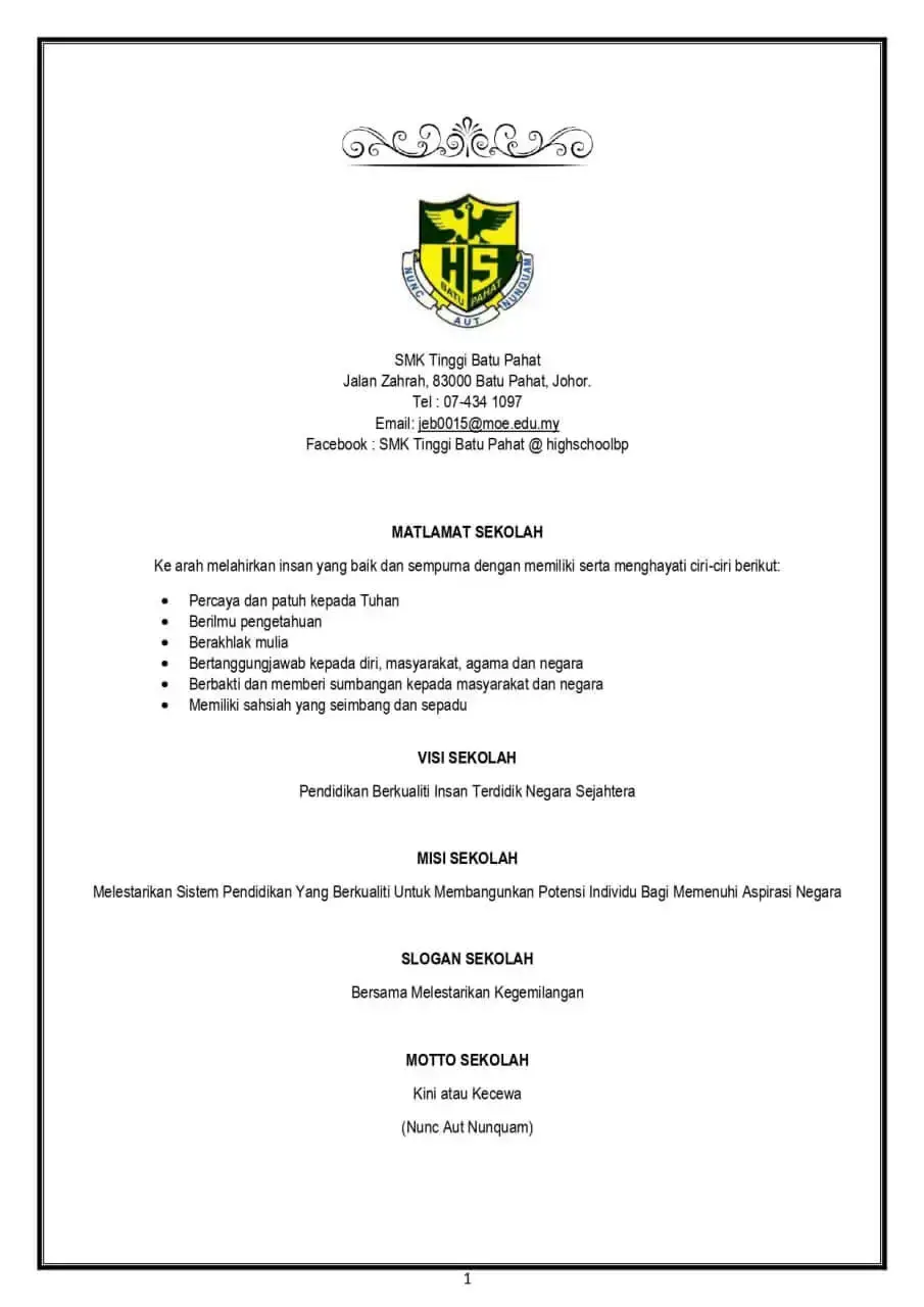 Matlamat Sekolah,Visi,Misi,Slogan,Moto Sekolah